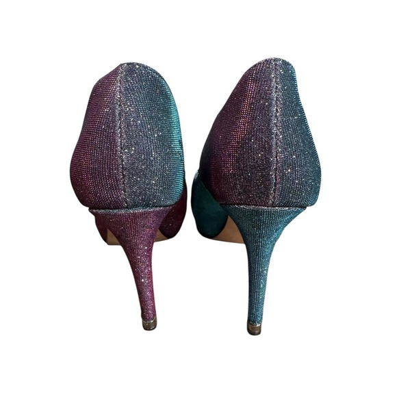 Badgley Mischka | Humbie IV Womens Peep-Toe | Iridescent Grey/Plum Color | Sz 6 - Picture 3 of 5